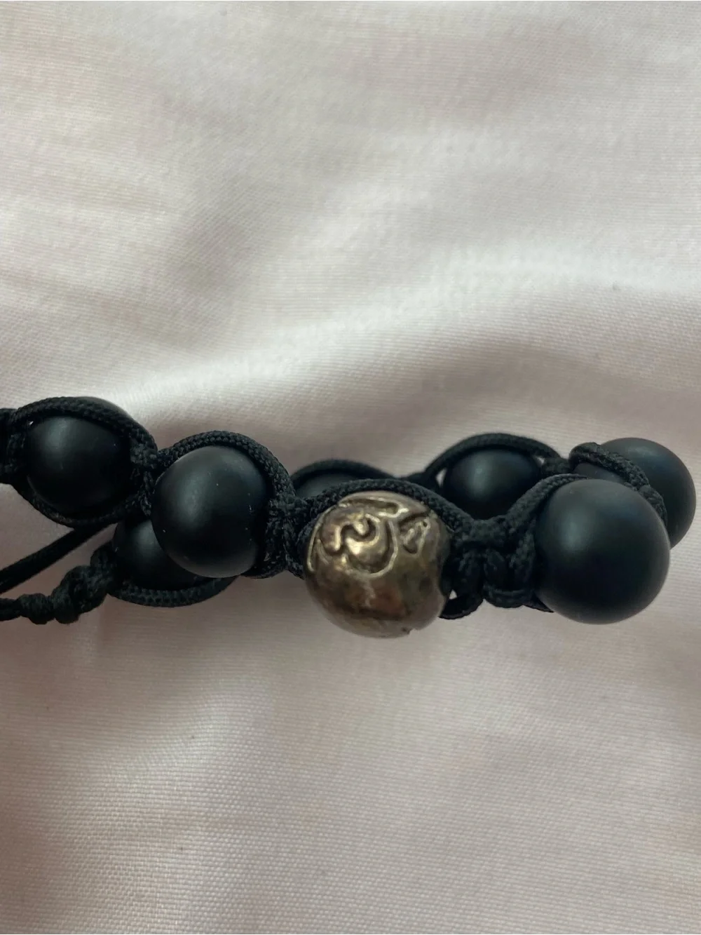 Men's Black Beaded Adjustable Bracelet